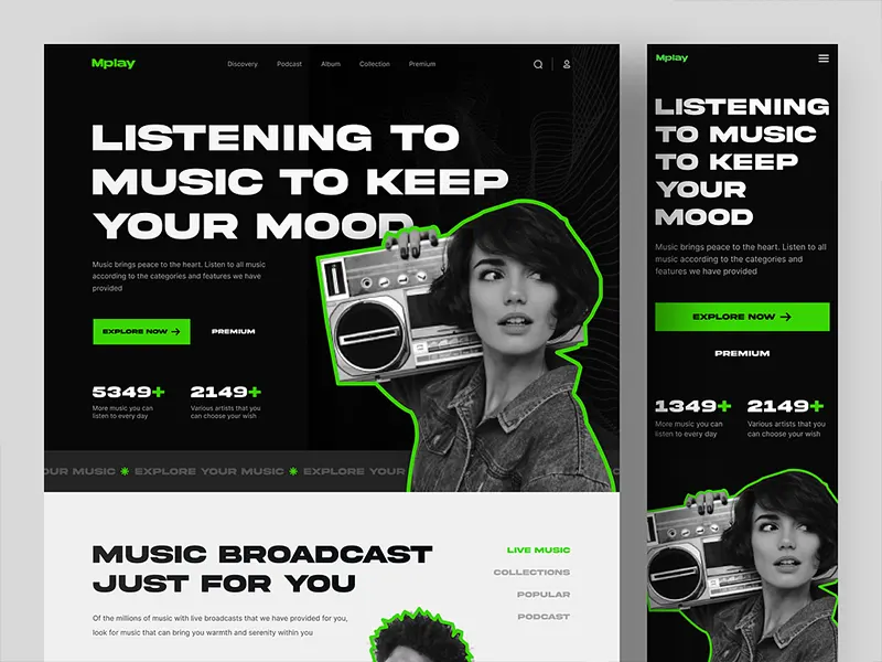 Music Streaming Landing Page UI Design